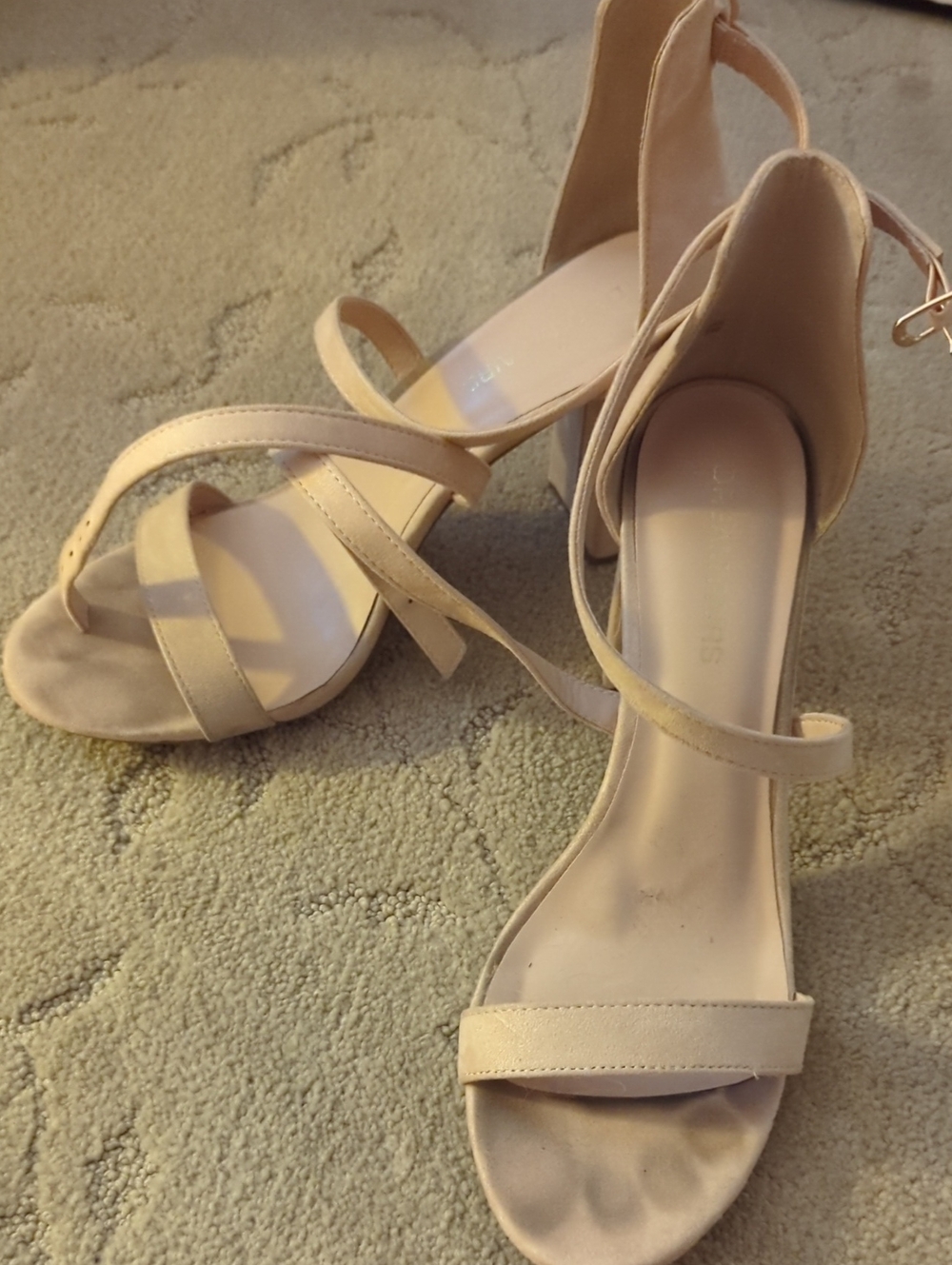 Dream Pairs Nude Blush Strappy Block 3inch Heel Sandals